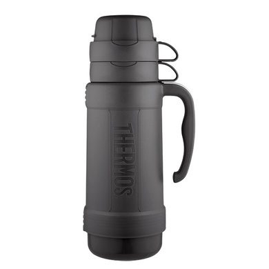 THERMOS Skleněná termoska se dvěma šálky 1000 ml černá