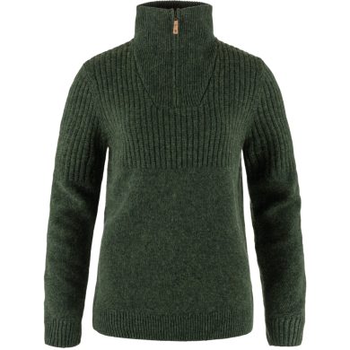 FJÄLLRÄVEN Övik Half Zip Knit W, Deep Forest