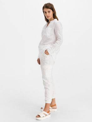 GAP 679042-02 Lněné kalhoty s kapsami Bílá