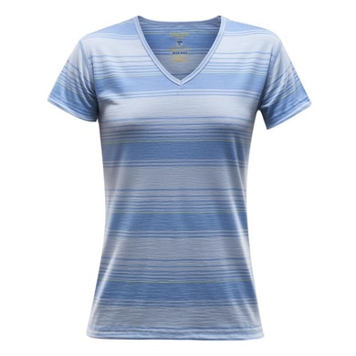 DEVOLD Breeze Woman T-Shirt V-Neck cash stripe