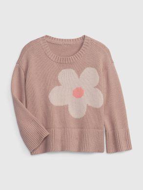 GAP 484730-01 Dětský svetr s květinou Růžová