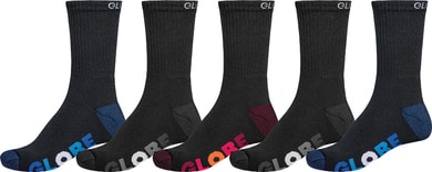 GLOBE Multi Stripe Crew Sock 5 Pack, black