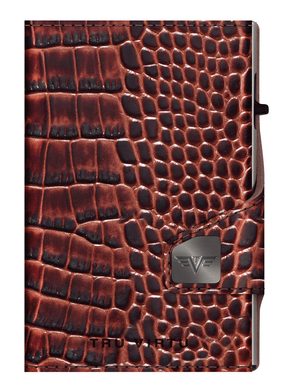 TRU VIRTU Twin Wallet Click & Slide - leath. Croco Brown