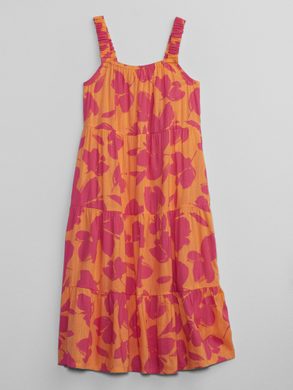 GAP 622627-01 Dětské vzorované midi šaty Oranžová