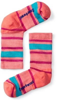 SMARTWOOL K Striped Hike Light Crew, bright coral