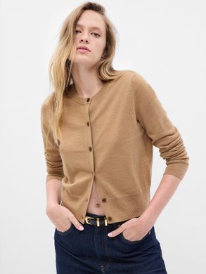 GAP 750559-01 Vlněný kardigan merino Hnědá