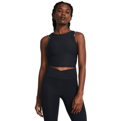 UNDER ARMOUR Meridian Rib Crop Tank, Black / Black