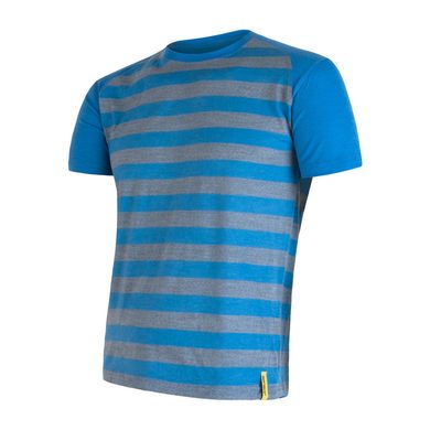 SENSOR MERINO ACTIVE men's shirt neck sleeve blue stripes