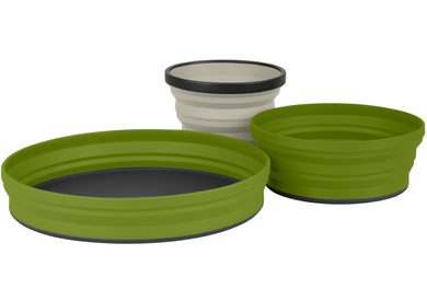 SEA TO SUMMIT X-Set: 3-Pcs (X-Mug, X Bowl, X Plate & Storage Pouch), Olive / Sand