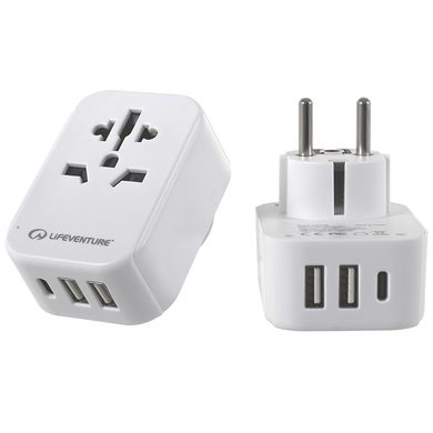 LIFEVENTURE World to Europe Travel Adaptor with USB (& USB C)