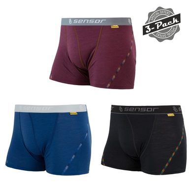 SENSOR MERINO AIR 3-PACK men's shorts black/blue/wine