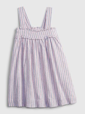 GAP 780557-00 Dětské lněné pruhované šaty Fialová