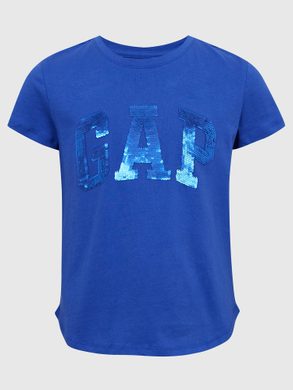 GAP 517696-00 Dětské tričko s flitrovým logem Modrá