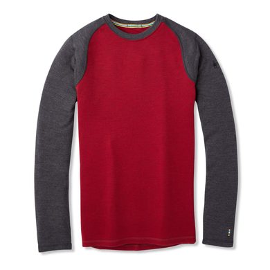 SMARTWOOL M MERINO 250 BASELAYER CREW, tibetan red h-charcoal heather