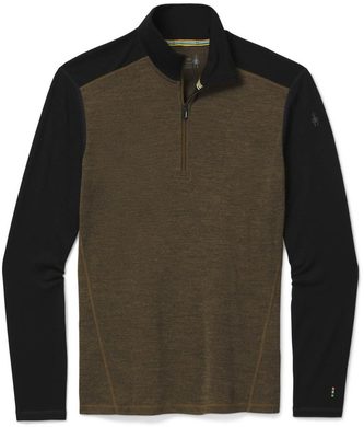 SMARTWOOL M MERINO 250 BASELAYER 1/4 ZIP BOXED military olive heather-black