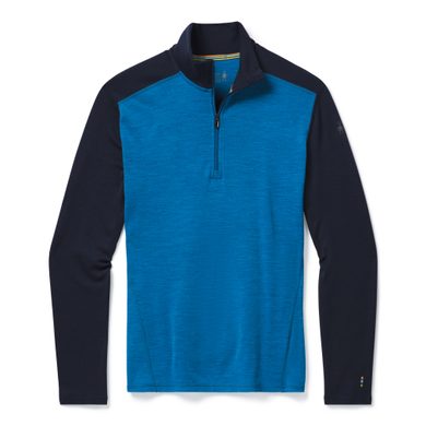 SMARTWOOL M MERINO 250 BASELAYER 1/4 ZIP, neptune blue heather-deep navy