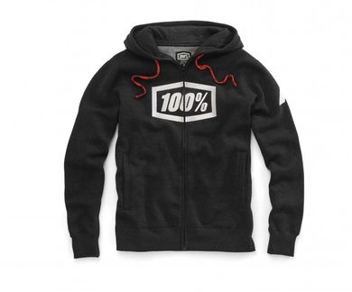 100% SYNDICATE Zip Hooded Sweatshirt Black Heather/White