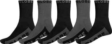 GLOBE Crew Sock 5 Pack, black/grey