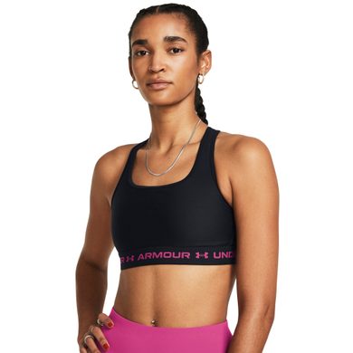 UNDER ARMOUR Crossback Mid Bra, Black / Black / Astro Pink