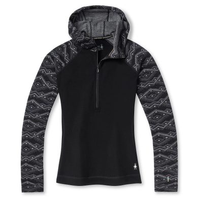 SMARTWOOL W MERINO 250 BASE LAYER 1/2 ZIP HOODIE black mountain fairisle