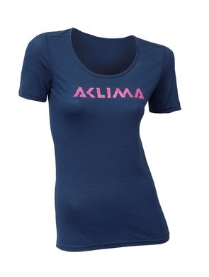 ACLIMA LightWool T-shirt LOGO, Insignia Blue, Woman