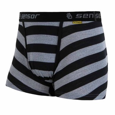 SENSOR MERINO ACTIVE men's shorts black stripes