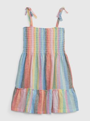 GAP 602011-00 Dětské lněné pruhované šaty Barevná