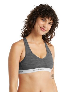 ICEBREAKER W SPRITE RACERBACK BRA - GRITSTONE HTHR