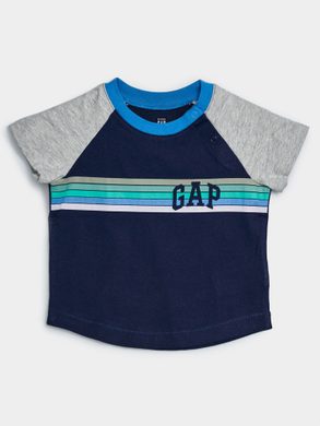 GAP 702838-00 Baby tričko GAP logo raglan Tmavě modrá