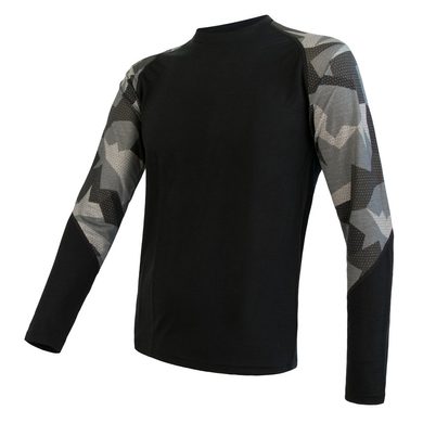 SENSOR MERINO IMPRESS men's long sleeve shirt black/camo