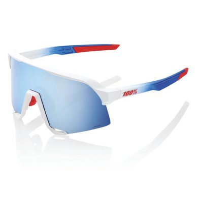 100% S3 - TotalEnergies Team Matte White / Metallic Blue - HiPER Blue Multilayer Mirror Lens