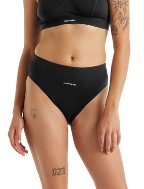 ICEBREAKER W Queens High Cut Brief BLACK