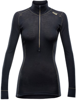 DEVOLD Wool Mesh Woman Half Zip Neck Black