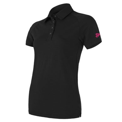 SENSOR MERINO ACTIVE POLO women's shirt neck sleeve black