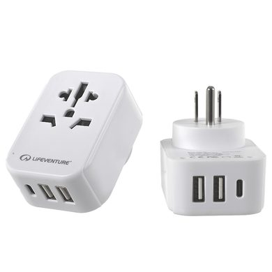 LIFEVENTURE World to US Travel Adaptor with USB (& USB C)