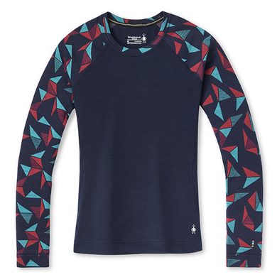 SMARTWOOL W MERINO 250 BASELAYER PATTERN CREW BXD, deep navy pinwheel