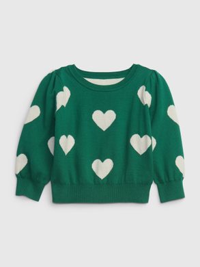 GAP 484726-00 Dětský svetr se vzorem srdce Zelená