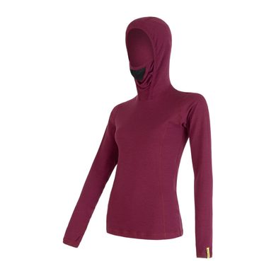 SENSOR MERINO DF ladies long sleeve shirt with hood lilla