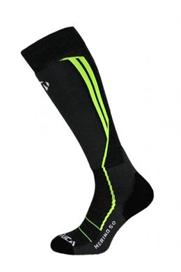 TECNICA Merino 50 ski socks black/neon yellow