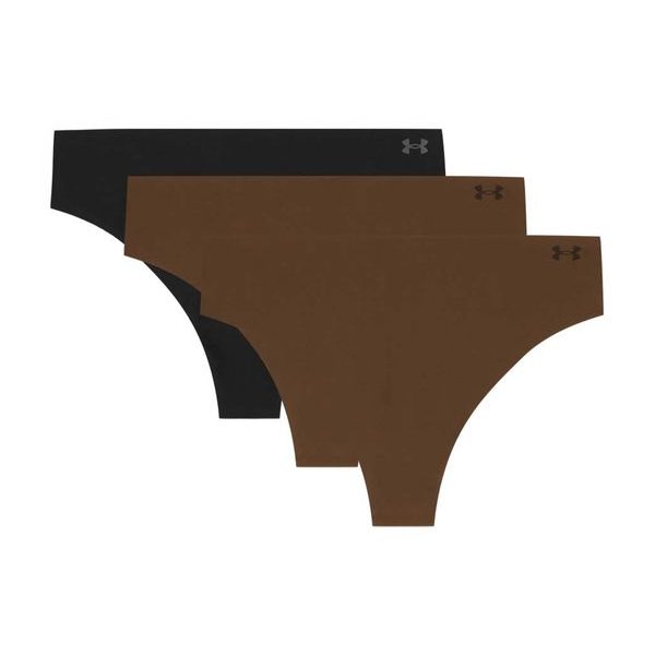 Ua Pure Stretch No Show Thong -Solid - 3pk HUE 625 W/BLACK