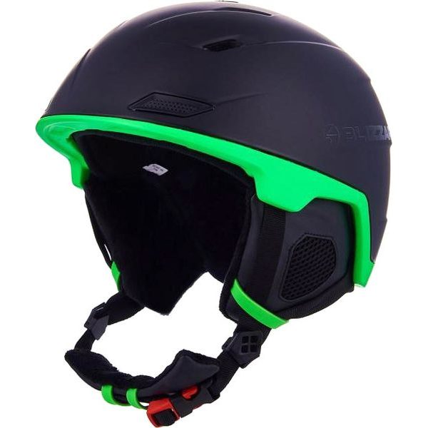 Double ski helmet, black matt/neon green, big logo