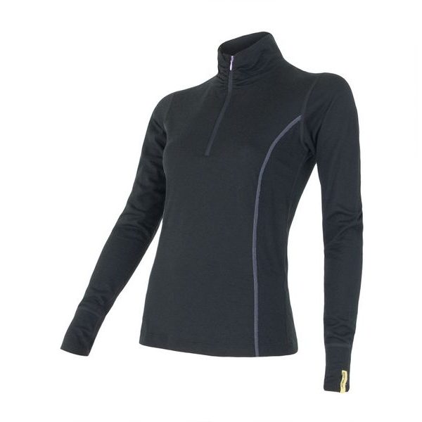 MERINO ACTIVE dámské triko dl.rukáv stoják zip černá