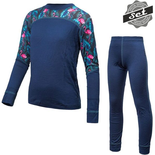 MERINO IMPRESS DĚTSKÝ SET deep blue/floral