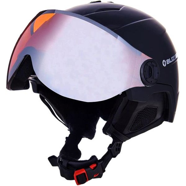 Double Visor ski helmet, black matt/orange lens/mirror