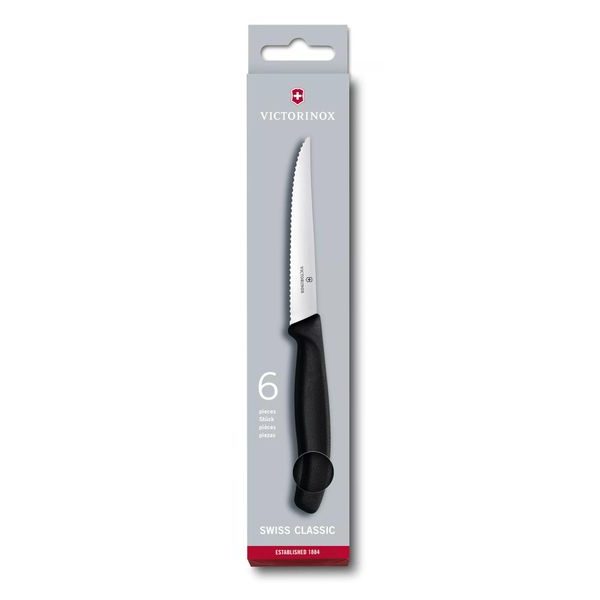 Swiss Classic, steak knife set, 6pcs, 11cm, wavy, black