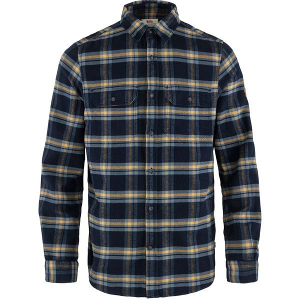 Övik Heavy Flannel Shirt M Dark Navy-Buckwheat Brown