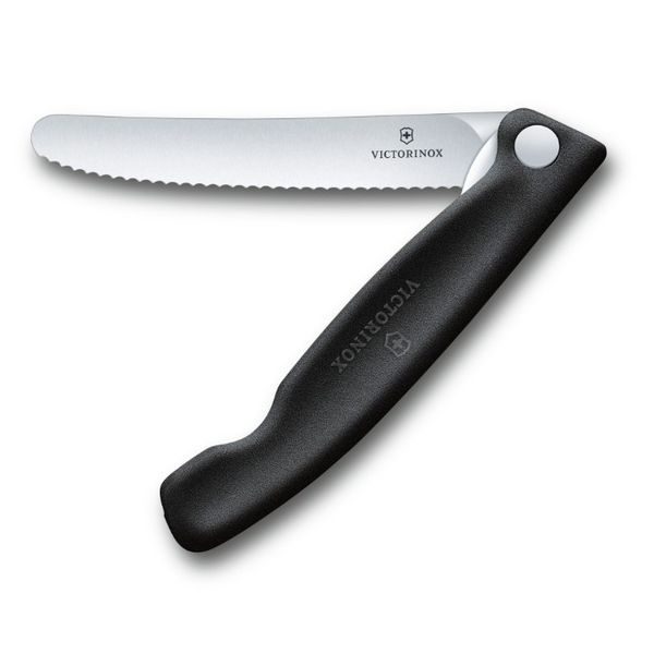 Swiss Classic, picnic knife, 11cm, wavy, black, box