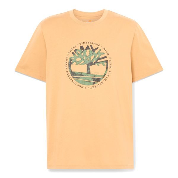 Tree Logo Lake House Graphic Tee Light Wheat Boot