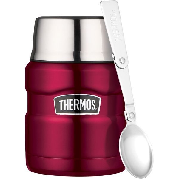 Termoska na jídlo se skládácí lžící a šálkem 470 ml malinová