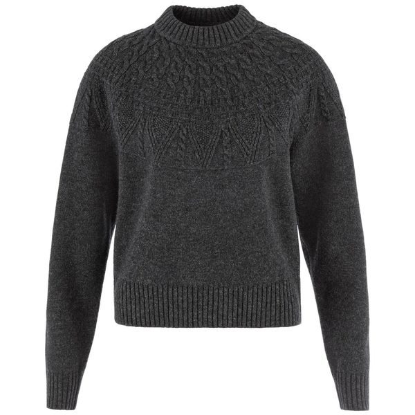 Övik Solid Jacquard Knit W Dark Grey